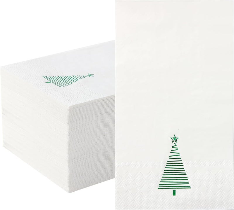 Tamone 100PCS 3-Ply Christmas Napkins - Green Christmas Tree Napkins Disposable - Premium Quality Dinner Napkins Soft and Absorbent - Image 1